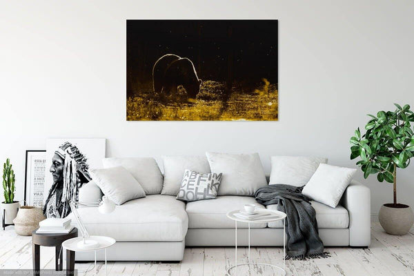 Brown Bear Golden Sun - Wildlife Print Store - Print - Extra Large (120x80 cm / 47x31 inches - canvas on pine frame)