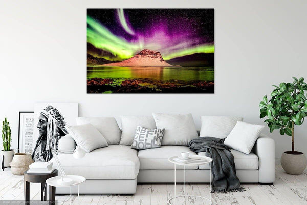 Iceland Aurora - Grundarfjördður - Wildlife Print Store - Print - Extra Large (120x80 cm / 47x31 inches - canvas on pine frame)